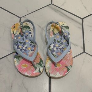 Floral Flip Flops with Blue Straps